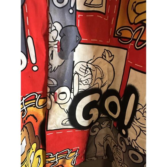 Duck Story Shirt Mens XL Red Cartoon Boxing Duck Graphic Button Up 90s Style - Picture 5 of 6